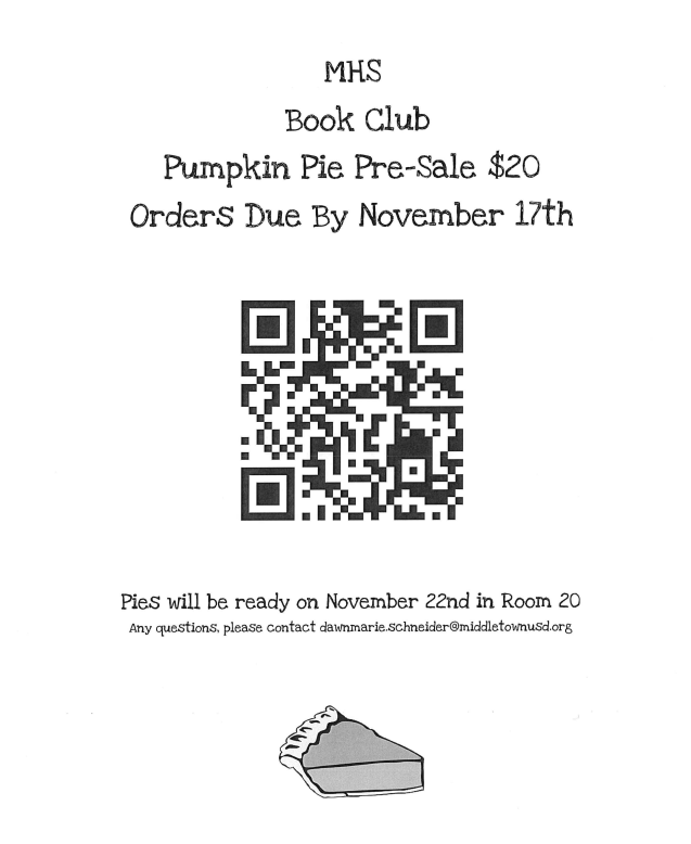 MHS Book Club Pumpkin Pie Flyer
