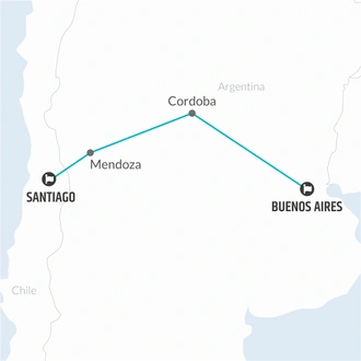 tourhub | Bamba Travel | Santiago to Buenos Aires (via Mendoza) Travel Pass | Tour Map