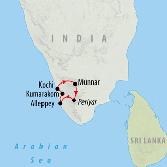 tourhub | On The Go Tours | Captivating Kerala - 8 days | Tour Map