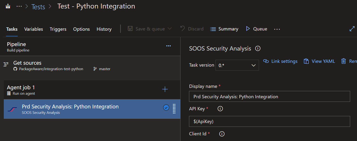 Azure DevOps UI reference saved variables within pipeline jobs