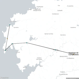 tourhub | The Natural Adventure | Camino Finisterre: Santiago to Muxia | Tour Map