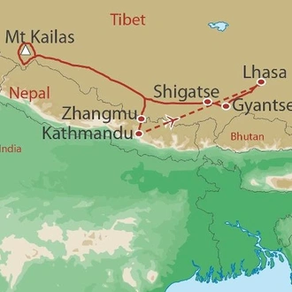 tourhub | World Expeditions | Journey to Mount Kailash | Tour Map