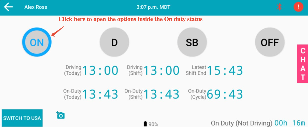 Driver Page - Navigating through the Switchboard Driver Application