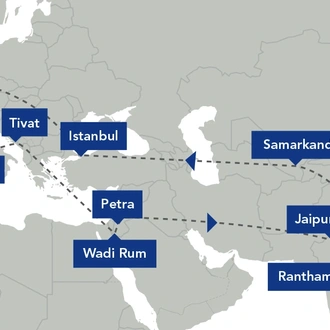 tourhub | Titan Travel | Captivating Cultures: A Grand Tour from Rome to Rajasthan by Private Jet | Tour Map