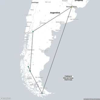 tourhub | Qwerty Travel Argentina | Deep Patagonia | Tour Map