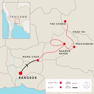 tourhub | SpiceRoads Cycling | Road Escape: Khao Yai  | Tour Map