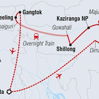 tourhub | Intrepid Travel | India Expedition: Sikkim, Assam & Nagaland | Tour Map