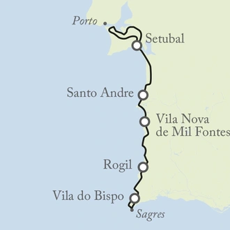 tourhub | Exodus Adventure Travels | Cycling the Algarve's Rota Vicentina | Tour Map