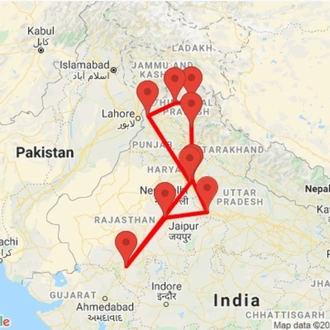 tourhub | GeTS Holidays | COLOURS OF RAJASTHAN AND HIMACHAL | Tour Map