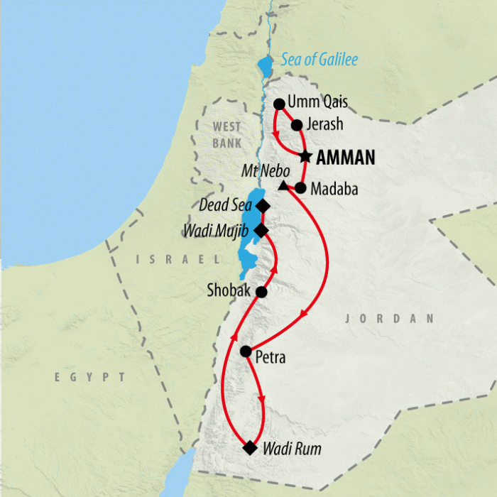 tourhub | On The Go Tours | Totally Jordan - 8 Days | Tour Map