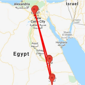 tourhub | Ancient Egypt Tours | 6 Days Cairo, Luxor & Aswan Holiday (3 destinations) | Tour Map