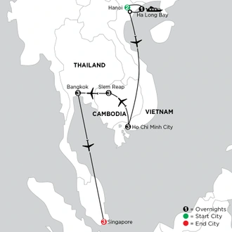 tourhub | Globus | Independent Sensational Southeast Asia: From Hanoi to Singapore | Tour Map