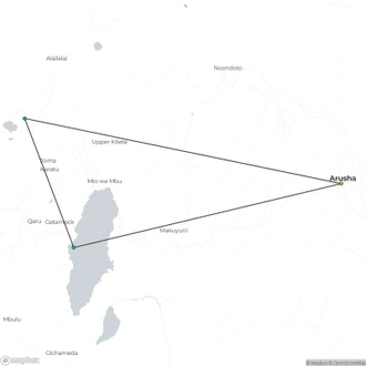 tourhub | Bencia Africa Adventure & Safaris Ltd | 2-Day Safari to Lake Manyara and Crater Ngorongoro from Arusha | Tour Map