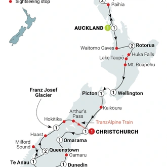 tourhub | AAT Kings | Kia Ora New Zealand | Tour Map