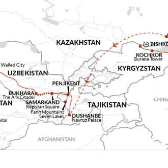 tourhub | Explore! | The Five Stans of The Silk Road | Tour Map