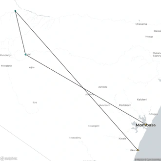 tourhub | Today Voyages | Jacaranda Indian Ocean Beach Resort & 2 Night Safari | Tour Map