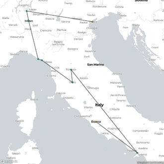 tourhub | Omega Tours | Irresistible Italy: Rome to Venice | Tour Map