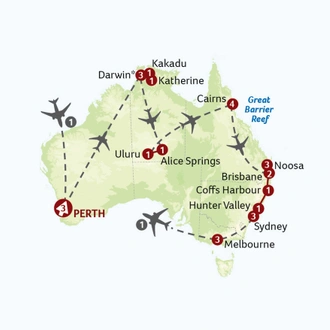 tourhub | Saga Holidays | Grand Tour of Australia | Tour Map