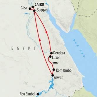 tourhub | On The Go Tours | Classical Egypt & Nile Cruise - 11 days | Tour Map