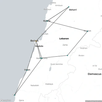 tourhub | Encounters Travel | Lebanon Encounters | Tour Map