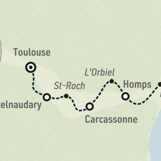 tourhub | Exodus Adventure Travels | Canal du midi Cycling : from Toulouse to Sete | Tour Map