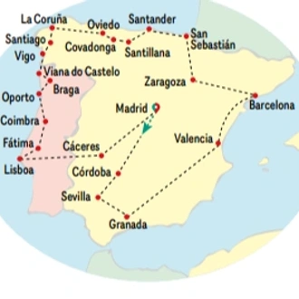 tourhub | VPT TOURS | 18 Days IBERIAN TOUR | Tour Map