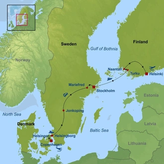 tourhub | Indus Travels | Essential Scandinavia and Helsinki | Tour Map