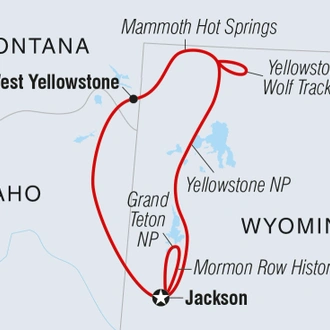 tourhub | Intrepid Travel | Yellowstone and Grand Tetons Adventure | Tour Map