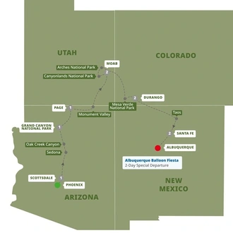 tourhub | Trafalgar | Colourful Trails of the Southwest End Albuquerque | Tour Map