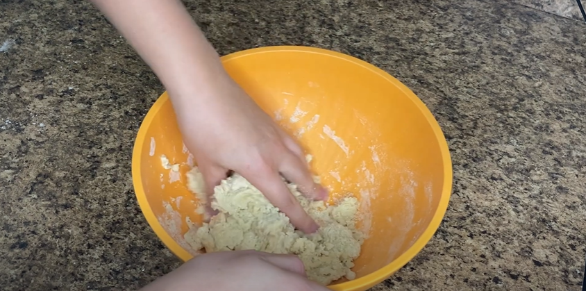 Dough being mixed