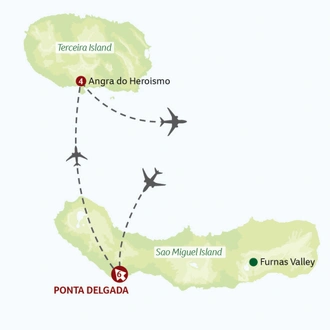 tourhub | Saga Holidays | Unique Azores - An Island Hopping Adventure | Tour Map