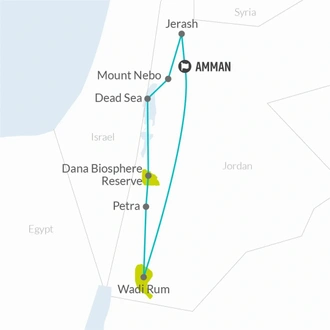 tourhub | Bamba Travel | Jordan Group Discovery 9D/8N | Tour Map