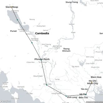 tourhub | CroisiEurope Cruises | From the Mekong Delta to the Angkor Temples (port-to-port cruise) | Tour Map