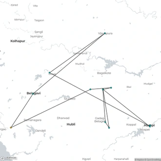 tourhub | Agora Voyages | Goa to Archaeological Wonder of Karnataka | Tour Map