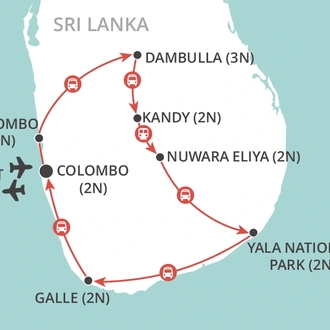 tourhub | Wendy Wu | Highlights of Sri Lanka | Tour Map