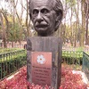 Sculpture of Albert Einstein commemorating the 100th anniversary of the Armenian genocide, which reads: “If you want to live a happy life, tie it to a goal, not a person or an object."
