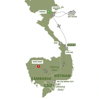 tourhub | Trafalgar | Vietnam and the Temples of Angkor | Tour Map