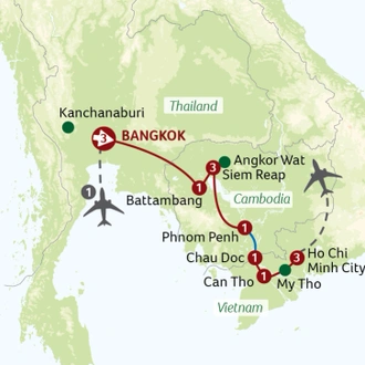 tourhub | Titan Travel | Thailand, Cambodia and the Mighty Mekong | Tour Map