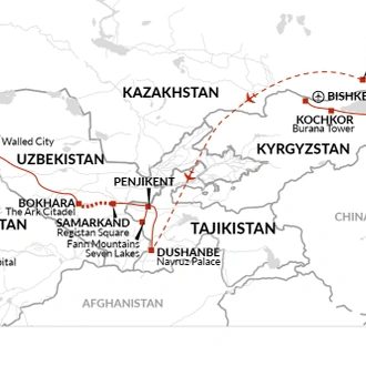 tourhub | Explore! | The Stans of The Silk Road | Tour Map