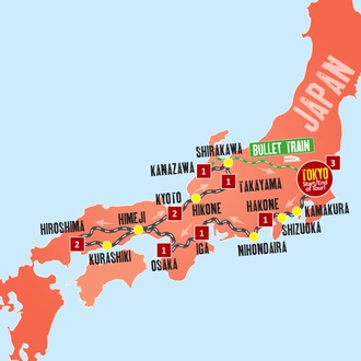 tourhub | Expat Explore Travel | Highlights Of Japan (2025 & 2026 Departures) | Tour Map