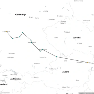 tourhub | CroisiEurope Cruises | Along the Danube and the Rhine - Following the Romantic Road (port-to-port cruise) | Tour Map