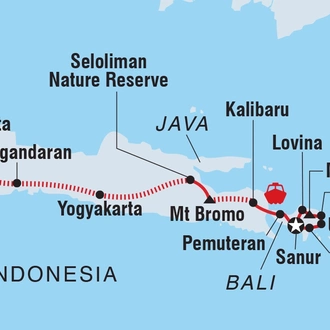 tourhub | Intrepid Travel | Java & Bali Explorer | Tour Map