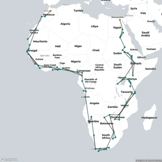 tourhub | Oasis Overland | Fes To Cairo (47 Weeks) Trans Africa | Tour Map