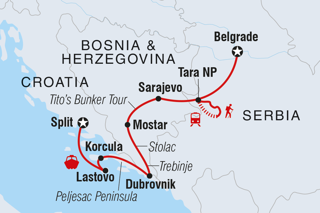 tourhub | Intrepid Travel | Premium Split to Belgrade | Tour Map