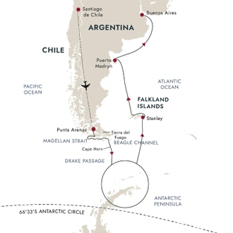 tourhub | HX Hurtigruten Expeditions | Antarctica & Falklands Expedition | Tour Map