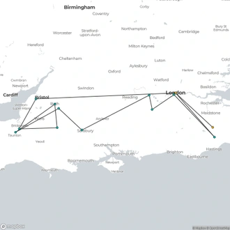 tourhub | Brightwater Holidays | England: The RHS Chelsea Flower Show and Classic English Gardens 1244 | Tour Map