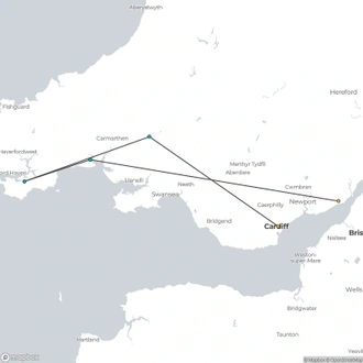 tourhub | Brightwater Holidays | Gardens of South and West Wales 5181 | Tour Map