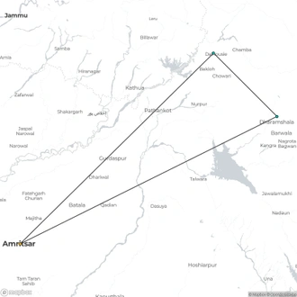 tourhub | Agora Voyages | Cultural Tapestry: Amritsar, Dalhousie & Dharamsala Expedition | Tour Map