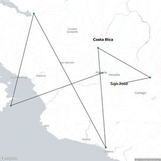 tourhub | Destiny Travel Costa Rica | 8 Days - San Jose All in One  | Tour Map