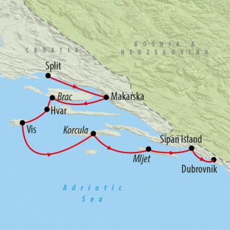 tourhub | On The Go Tours | Adriatic Explorer from Split Premium - 8 days | Tour Map